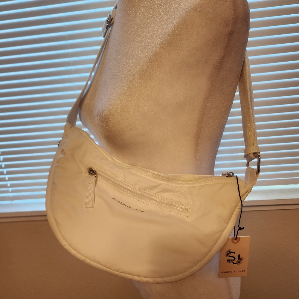 NWT Sincerely Jules Cream Shoulder Bag with Slouchy Silhouette